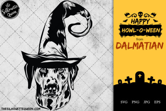 Dalmatian Dog in Witch Hat for Halloween